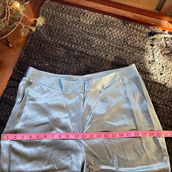 vintage silk baby blue pastel high waist trousers with pockets waist 32 x 32 - Picture 7 of 16